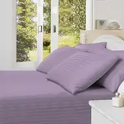 Noble Comfort Linen 16-20 inches Pocket 400 TC 100% Egyptian Cotton Hotel Finish Adjustable 1-Piece Waterbed Fitted Sheet.(Queen, Stripe, Lilac)
