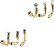 Mobestech 2sets Copper Extension Stems Adaptor for Tire Extenders Stem Lengthen Copper Extension Adapter 90 Degree Bend for Easy Access to Valve Inflation 3pcs*2