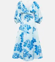 [Emilia Wickstead] Emilia Wickstead Gabby floral taffeta faille midi dress AU 8 blue