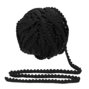 25 Yards Pom Pom Trim Ribbon, 0.5" Wide Black Ball Fringe Trim