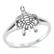 Turtle Ring Genuine Solid Sterling Silver 925 Oxidize Face Height 13 mm Size 10