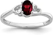 [JewelryWeb] 925 Sterling Silver Polished Garnet Ring Band Style-Ring for Women
