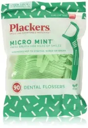 Plackers Micro Mint Freshens Breath, Flosser, Twin-Line dual action, 90 Count