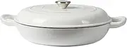 TOQUE Enameled Cast Iron Dutch Oven 3.5L Pot with Lid Kitchen Cookware Green, 3.7 Quart Camping Cooking Non-stick Slow Cooker Shallow Pan, Round Dutch Oven Pots for Bread Baking,Braise,Stew,Roast