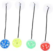 Hohopeti 4pcs Bearded Dragon Toys with Suction Cup Rope Lizard Bell Balls for Reptile Communication Climbing Fun Reptile Accessories for Lizards Geckos