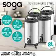 SOGA 4X 8L Portable Insulated Cold/Heat Coffee Tea Barrel Brew Pot Dispenser