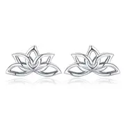 Silver plating Lotus Flower Stud Earrings for Women Lotus Earrings Jewelry