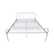 Design Square Metal Bedframe Double Size Country Style - White
