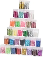 HOMSFOU Colors Manicure Glitter Sequins Loose Chunky Nail Art Paillette for DIY Makeup Craft Portable Glitter for