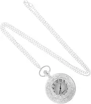 [Healeved] Vintage Pocket Watch Chains Retro Mens Pocket Watch Roman Scale Watch Men Pocket Watch Men's Pocket Watch Fob Watch Vintage Watches for Men Roman Number Pocket Watch Silver Metal