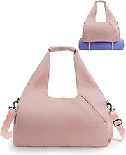 ALANTOP Gym Bag for Women with Shoe Compartment Yoga Mat Bag with Wet Pocket and Water Bottle Holder Weekender Bag with Strap