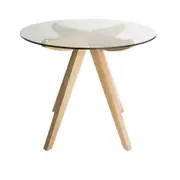 SK Designer Living | Amber Collection | Round Glass Dining Table | Natural | 90cm