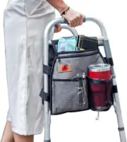 Side Walker Double Sided Attachments Bags with Cup Holder for Folding Walker by
