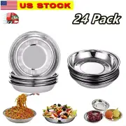 24x Unbreakable Stainless Steel Round Plates 7" Dinner Plate Dish Camping Picnic