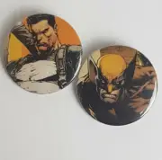 Punisher and Wolverine 1.5 inch bespoke pin backed Badge set Marvel *