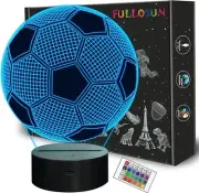 Soccer 3D Night Light for Kids, FULLOSUN Football Optical Illusion LED Lamp NEW