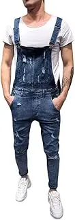 [Generic] Men Cargo Pants Short Men's Bib Overalls Fashion Relaxed Fit Casual Jumpsuit Cotton Lightweight Overalls with Pockets Foam Plush