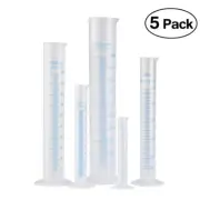 PIXNOR 5pcs Transparent Measuring Plastic Graduated Cylinder 50ml / 100ml /