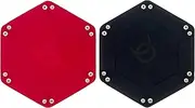 2-Pack Dice Tray PU Leather Dice Trays Portable Folding Hexagon Dice Roller Tray for Dice Games Like RPG, DND and Other Table Games (Black & Red)