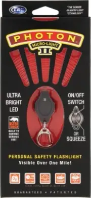 Photon Micro-Light II w/ Red LED Unbreakable Bulb Ultra-Bright Hand-Free 1+ Mile