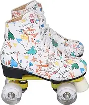 Double Row Roller Skates, Graffiti Roller Skates Fast Braking Brightly Colored Shiny Wheels for Adults for Playground
