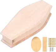 1: 12 Scale Wooden Halloween Coffin Box - 7.0 X 3.0 X 1.8in DIY Unfinished Coffins for Crafts, Party Treat Trays, and Mini Coffin Decor - Dollhouse Accessories