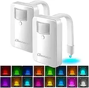 2 Pack Toilet Night Lights with Motion Activated Sensor,16-Color Changing LED Inside Toilet Bowl Nightlight, Cool Stuff for Bathroom Accessories Decor, Unique Gadgets for Men and Kids Brithday Gifts