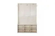 Maestro Furniture Aster Antique 6-Shelves Shoe Storage Cabinet Display Hall Tree Coat Rack - Antique White