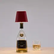 Bomvabe Rechargeable Wireless Bottle Lamp, LED Wine Bottle Light Ambient Light for Desk Table Bar Decor, Wireless Bottle Lamp Shade for Whiskey Wine Liquor Bottle, Red