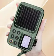 SANSUI F37 Mini Portable FM Radio Outdoor Bass bluetooth 5.3 Speaker Recorder with LED Display Hands-free Call Support T