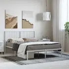 Metal Bed Frame with Headboard White Double Size 137x187 cm Bedroom Furnit 50930