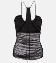 [Christopher Esber] Christopher Esber Cutout silk tulle halterneck top AU 12 black
