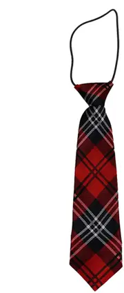 Kids Boys Red Patterned Elastic Neck Tie - Criss Cross Red