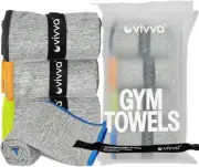 Vivva 4Pcs Set Microfiber Quick Dry Gym Towel, Silver ION Odor-Free Absorbent...