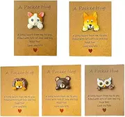 Little Resin Animal Pocket Hug Bulk Emotional Support Gifts with Positive Card, Hug Card Inspirational A Affirmation Pocket