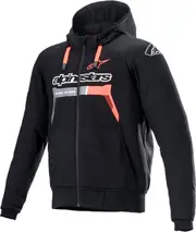 [Alpinestars] Chrome Ignition Hoodie , color: Black/Neon-Red/Grey , size: 4XL
