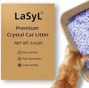 LaSyL Premium Crystal Cat Litter - 8.6 lb, Two Months Lasting - Superior Odor Control & Absorption, Non-Clumping, Low Tracking Silica Gel Safe for Pet, White & Blue (2 Bags of 4.3 lb)