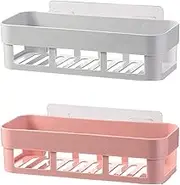 Shower Storage Rack 2 Shelves Toilet Simple Plastic Storage Rack Toilet Washstand Wall Mounted Storage Rack Non Perforated Storage Rack Shower Caddy(B)