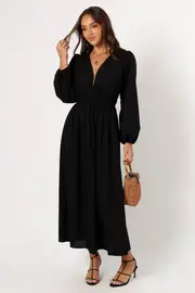 [PUP4] Cece Long Sleeve Maxi Dress - Black XS black