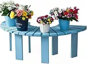Outdoor Bench | Solid Wood Tree Bench Wrap Around Round Seating | Weatherproof Garden Benches | Backless Stools | for Patio Park Porch Outside Backyard | Blue(Half Round)