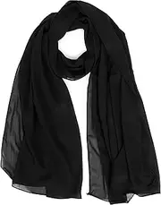 [CXQRR] Women Lightweight Breathable Solid Color Black Soft Chiffon Long Fashion Scarves Sun-proof Shawls Wrap