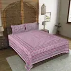 New Cotton Printed Pink Traditional King Size Bed Sheet With 2 Pillow Cover