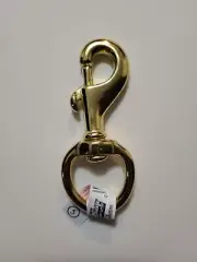 Solid brass bolt action swivel eye snap hook. 3 5/8" long with 1" swivel eyelet