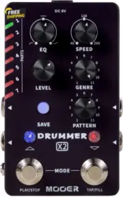 Drum Machine Guitar Pedal with 121 Drum Grooves 11 Music Styles 7 Rhythm Slots F