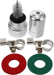Generic Brass Tin Plated Battery Terminal Clamps for Automotive Battery Posts for Cars and Motorcycles Secure Connection with Protective Pads and Brush