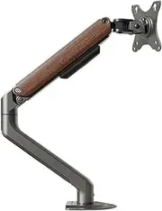 Monitor Arm Single Monitor Mount - Wood Grain Single Monitor Arm Desk Mount, 17-32" Fully Adjustable Monitor Arm with VESA 75/100mm, Hold up to 19.8 Lbs Monitor Mount