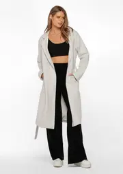[Lorna Jane] Athleisure Oversized Coat in Grey, Size - Medium M Pastel Grey Marl