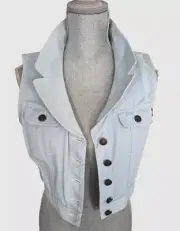 MOSCHINO JEANS ITALY for Neiman Marcus Light Blue NWT Denim Vest 12 $449