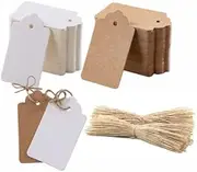 200 Kraft Paper Tags with Jute Twine, 2 Colors Heart Kraft Paper Gift Tags for Gifts Arts and Crafts, Wedding Thanksgiving Christmas ect