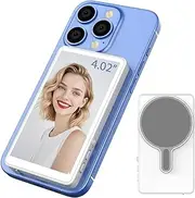Magnetic Vlog Selfie Monitor Screen for Phone Vlog Selfie Monitor Screen Magnetic Mount for MagSafe Rear Camera for Selfie Vlog Live Stream Video Recording Wireless Connection (White)